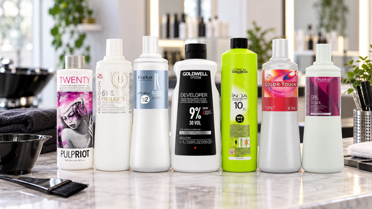 Professional hair color developers and emulsions for salon color, blonding, and demi-permanent services