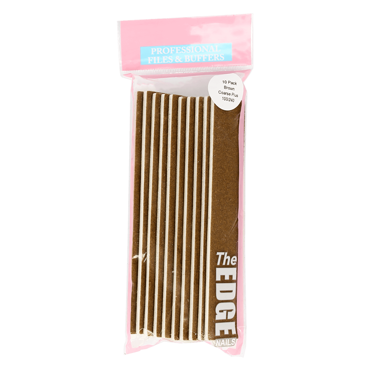 The Edge Nails Brown Coarse Plus Files 100/240 (10 Pack)