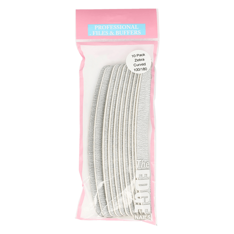 The Edge Nails Curver Zebra Files 100/180 (10 Pack)