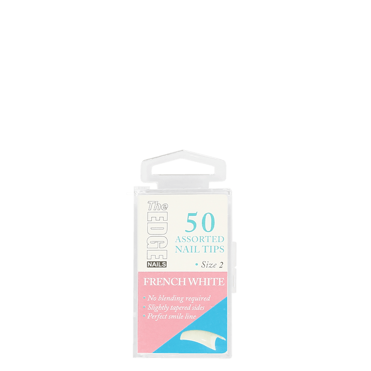 The Edge Nails French White Assorted Nail Tips Size 2 (50 Pack)