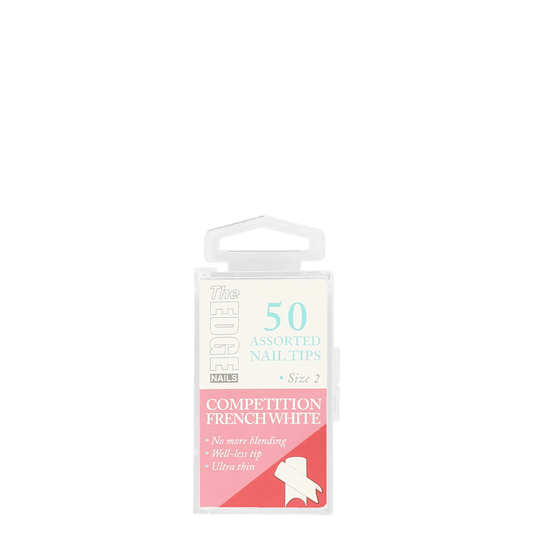 The Edge Nails Competition French White Assorted Nail Tips Size 2 (50 Pack)