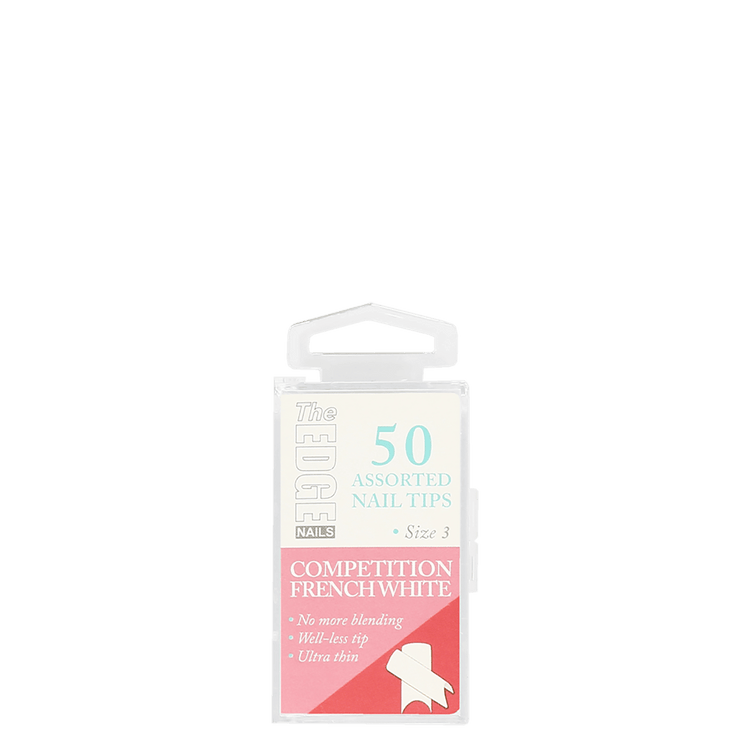 The Edge Nails Competition French White Assorted Nail Tips Size 3 (50 Pack)