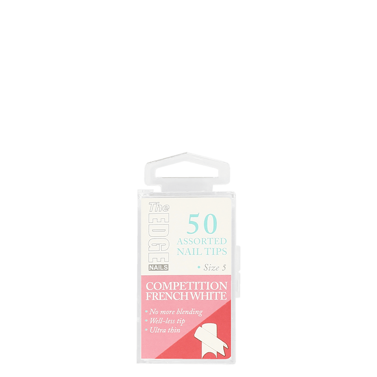 The Edge Nails Competition French White Assorted Nail Tips Size 5 (50 Pack)