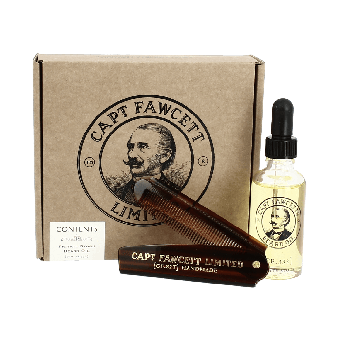 Captain Fawcett Private Stock Beard Oil and Comb Set