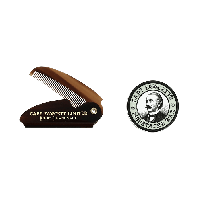 Captain Fawcett Ylang Ylang Moustache Wax and Folding Moustache Comb